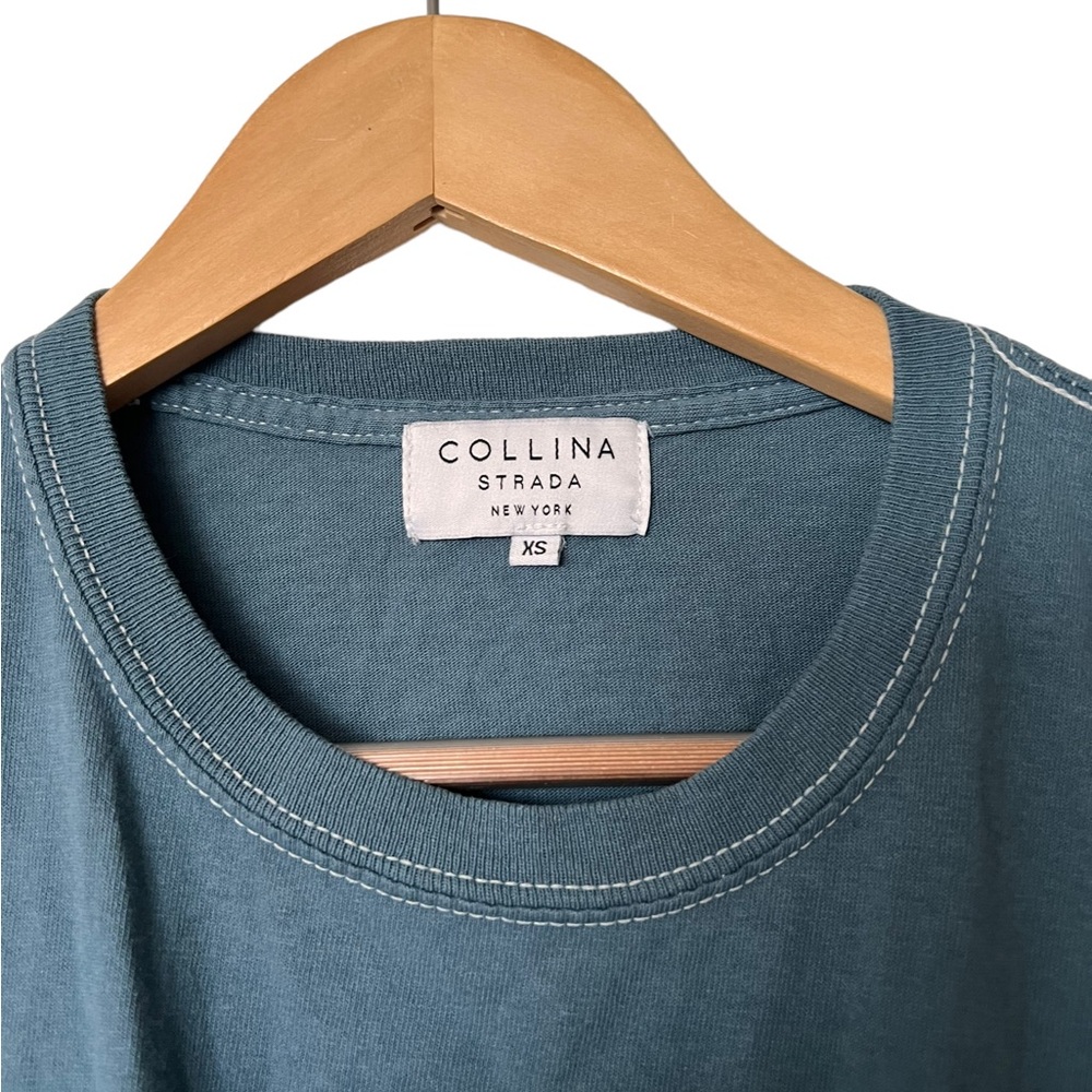 Collina Strada Dark Teal Draped Top with Paisley Scarf Detail - Picture 4 of 8